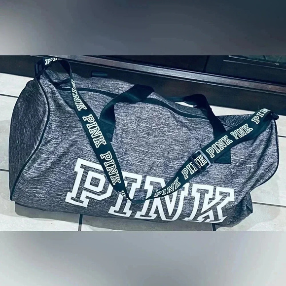 Victoria's Secret PINK Large Weekender Duffle Sport Gym Bag Gray - Picture 2 of 3